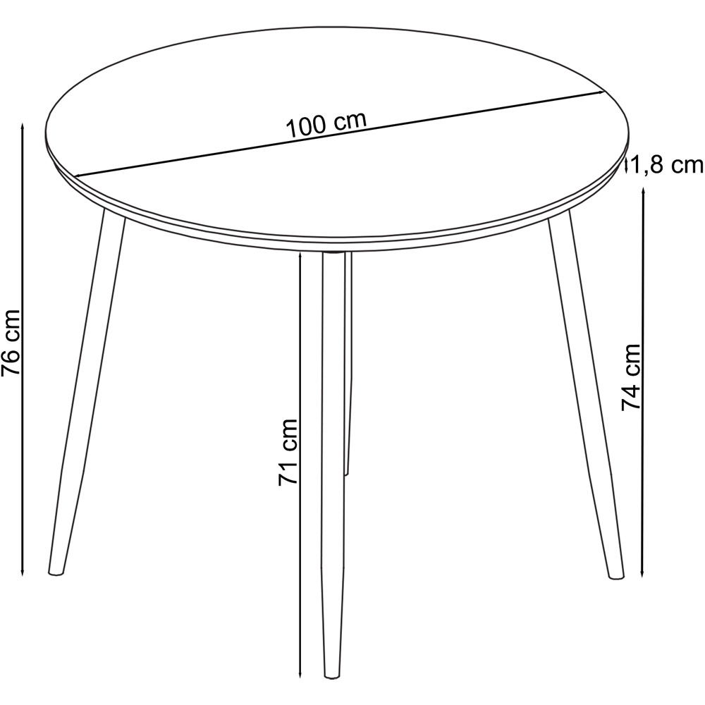Loft24 Monza 4 Seater Grey Oak Black Round Dining Table Image 6