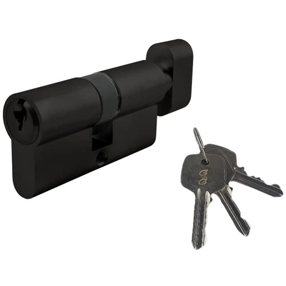 Golden Grace Matt Black Thumb Turn Euro Cylinder Lock 70mm Image 1