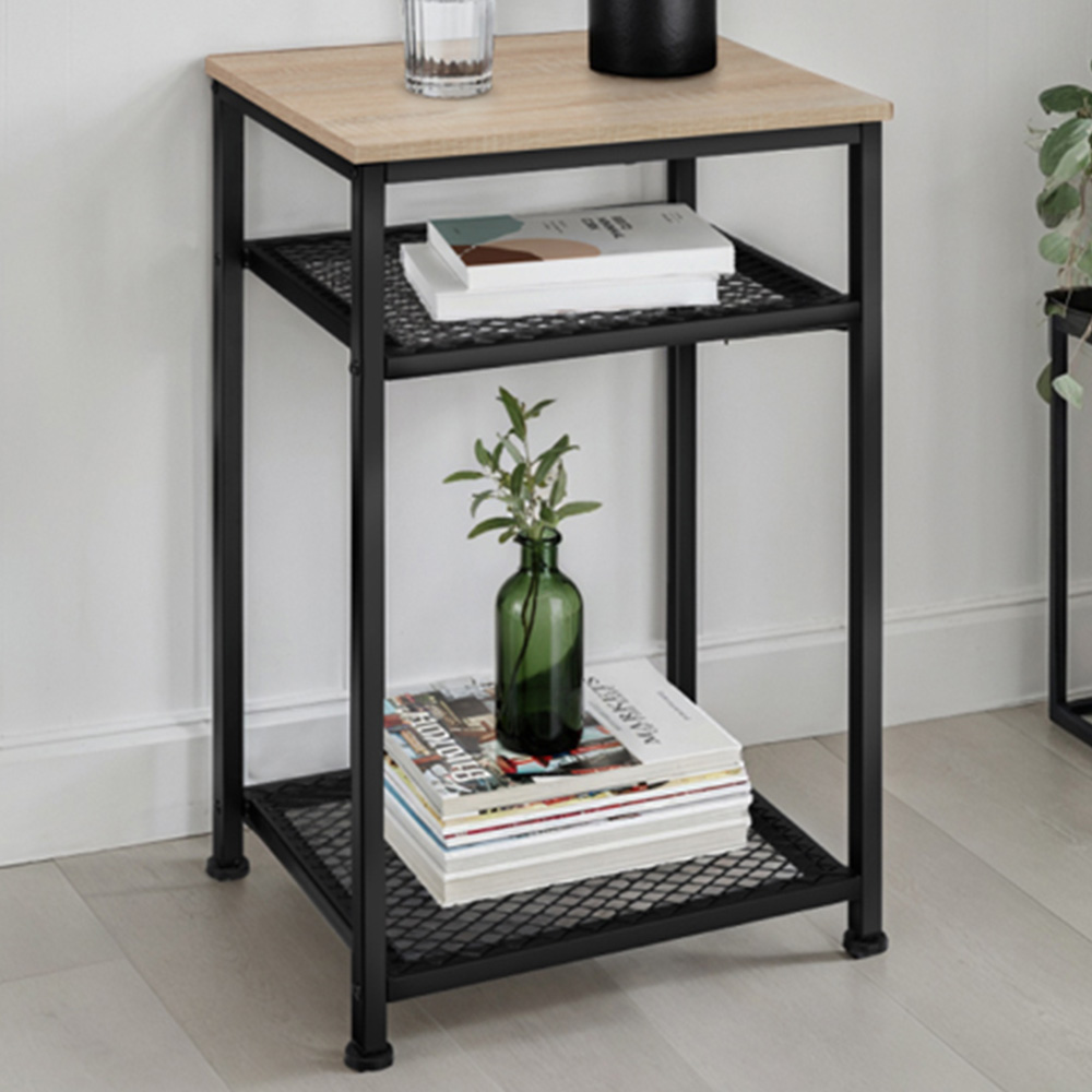 Tectake York 2 Grid Shelf Sonoma Oak Bedside Table Image 1