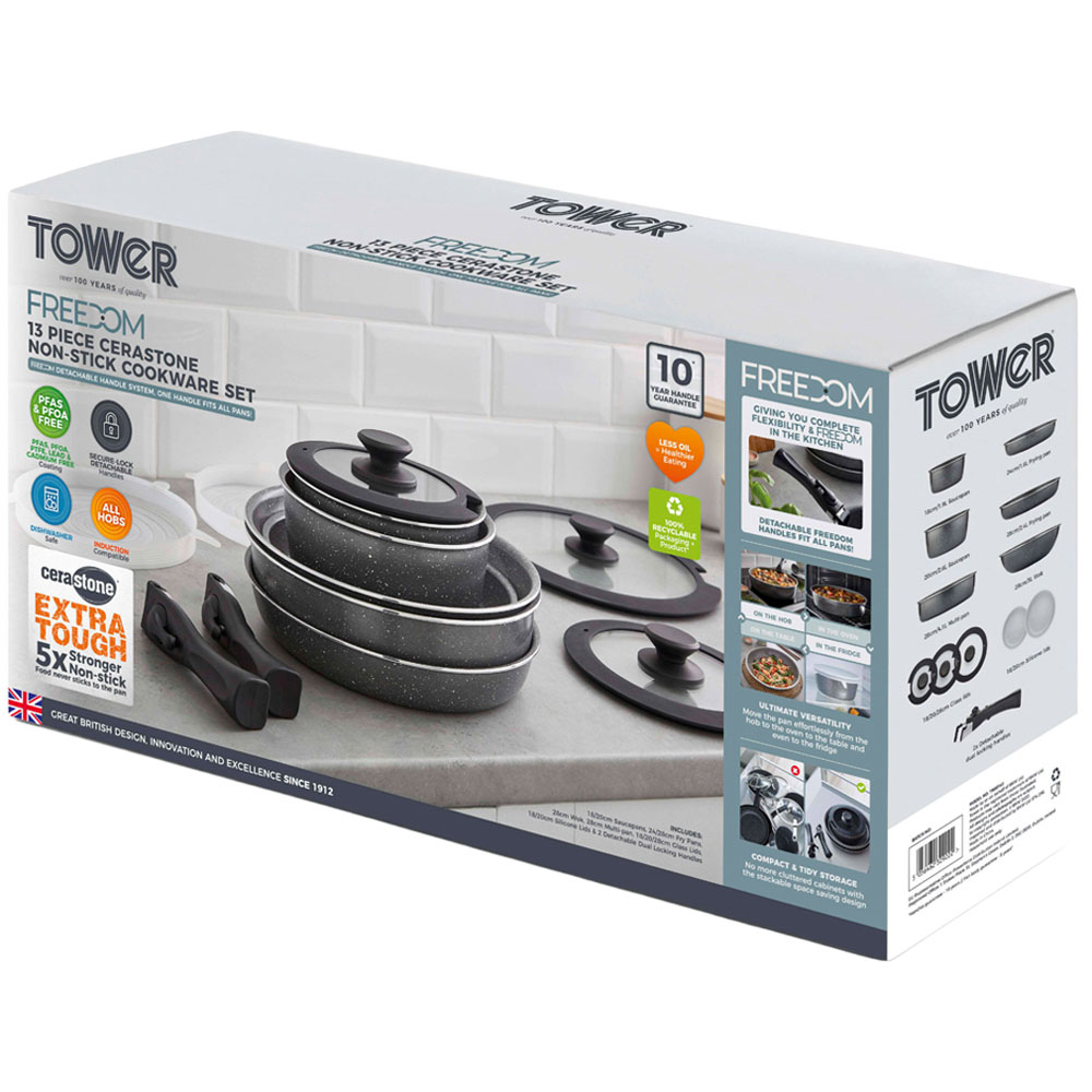 Tower Cerastone 13 Piece Grey Cookware Set Image 2