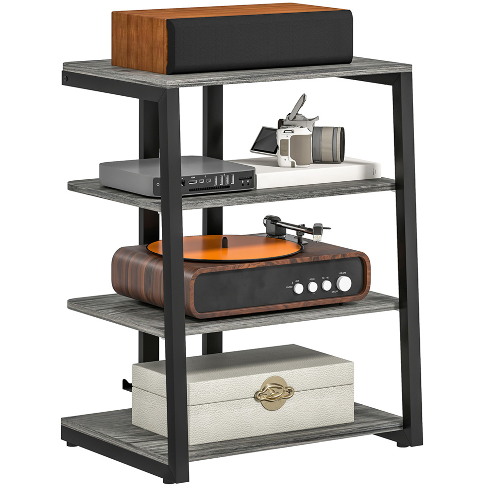 HOMCOM 4-Tier Dark Grey HiFi Rack Stand Image 2