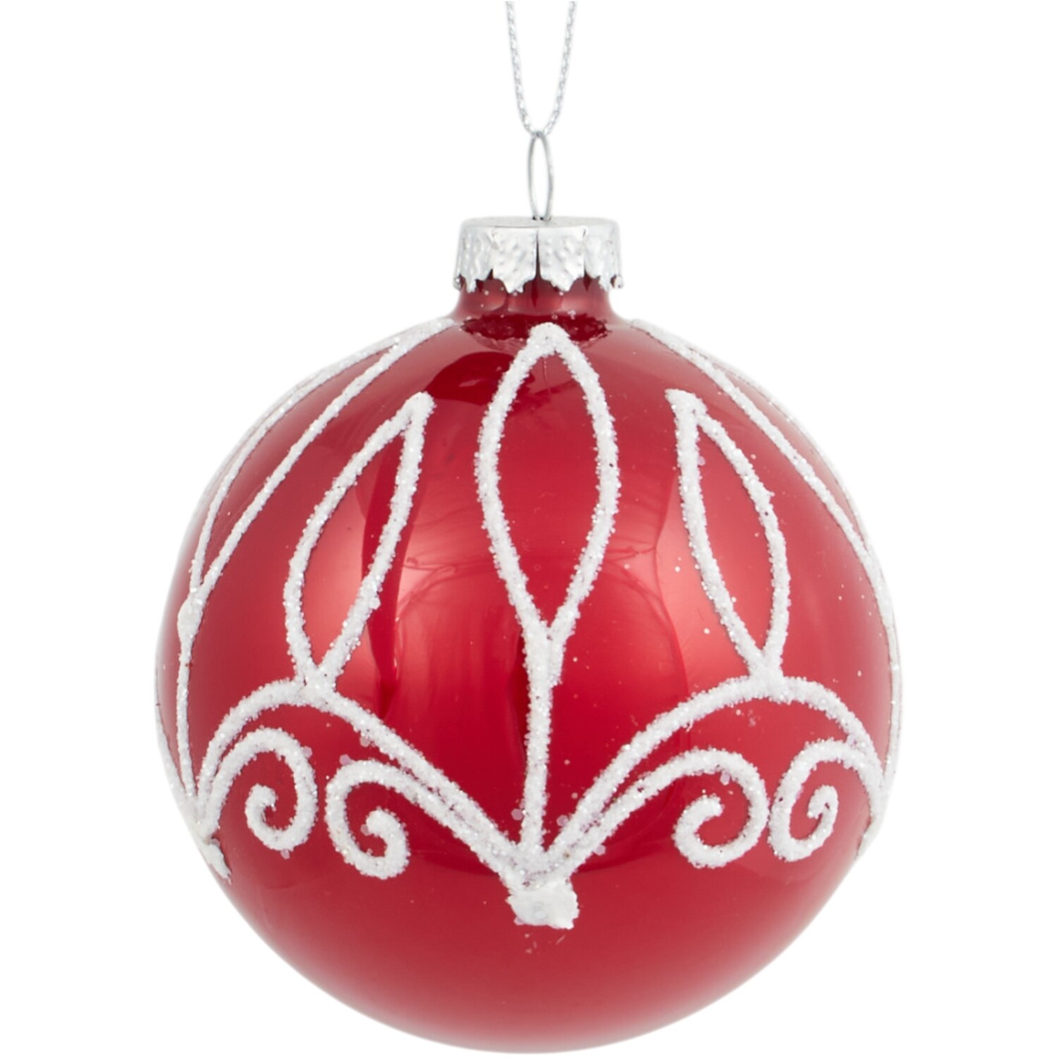 Ruby Red Glitter Pattern Bauble Image 2