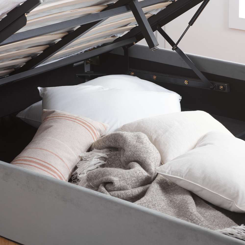 Marquis King Size Grey Velvet Ottoman Bed Image 8