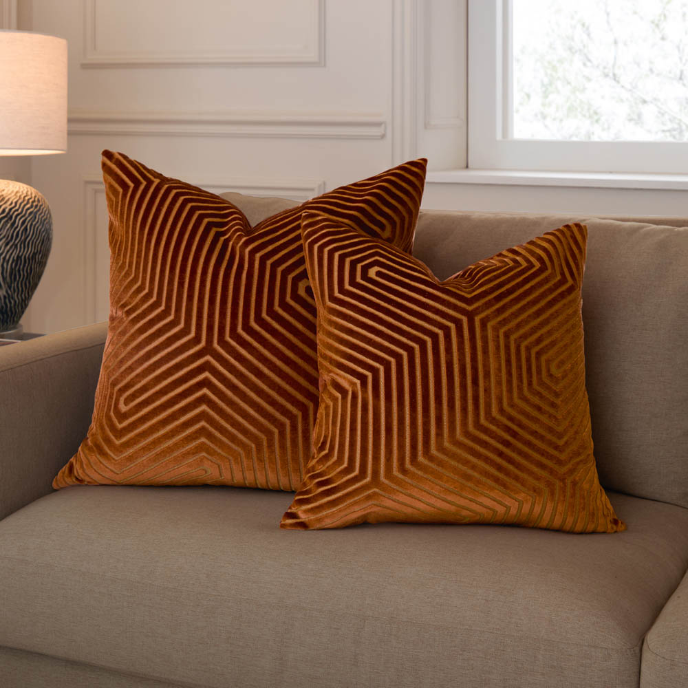 Paoletti Evoke Brick Cut Velvet Cushion 55 x 55cm Image 6