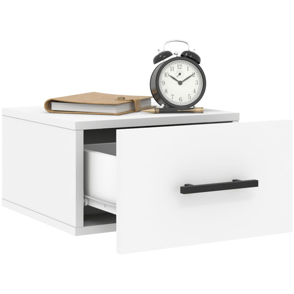 vidaXL Single Drawer White Wall Mounted Bedside Cabinet Image 4