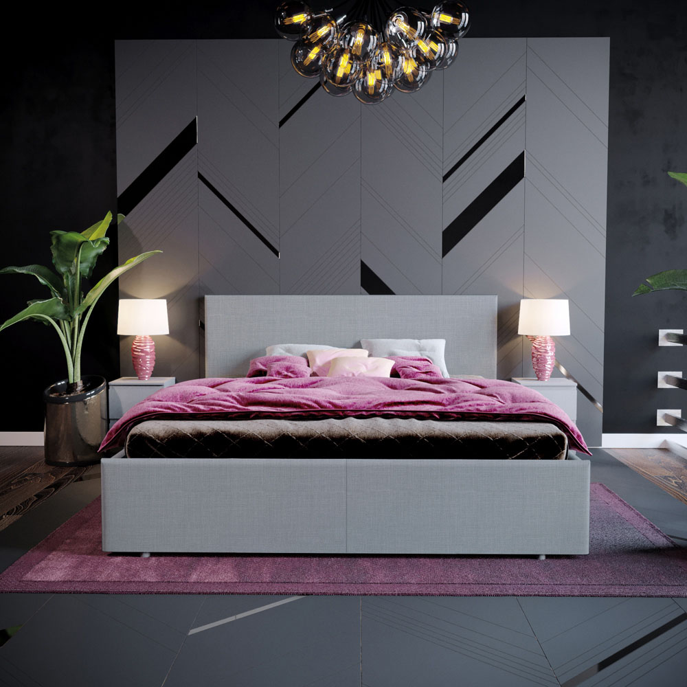Vida Designs Veronica King Size Light Grey Linen Ottoman Bed Image 6