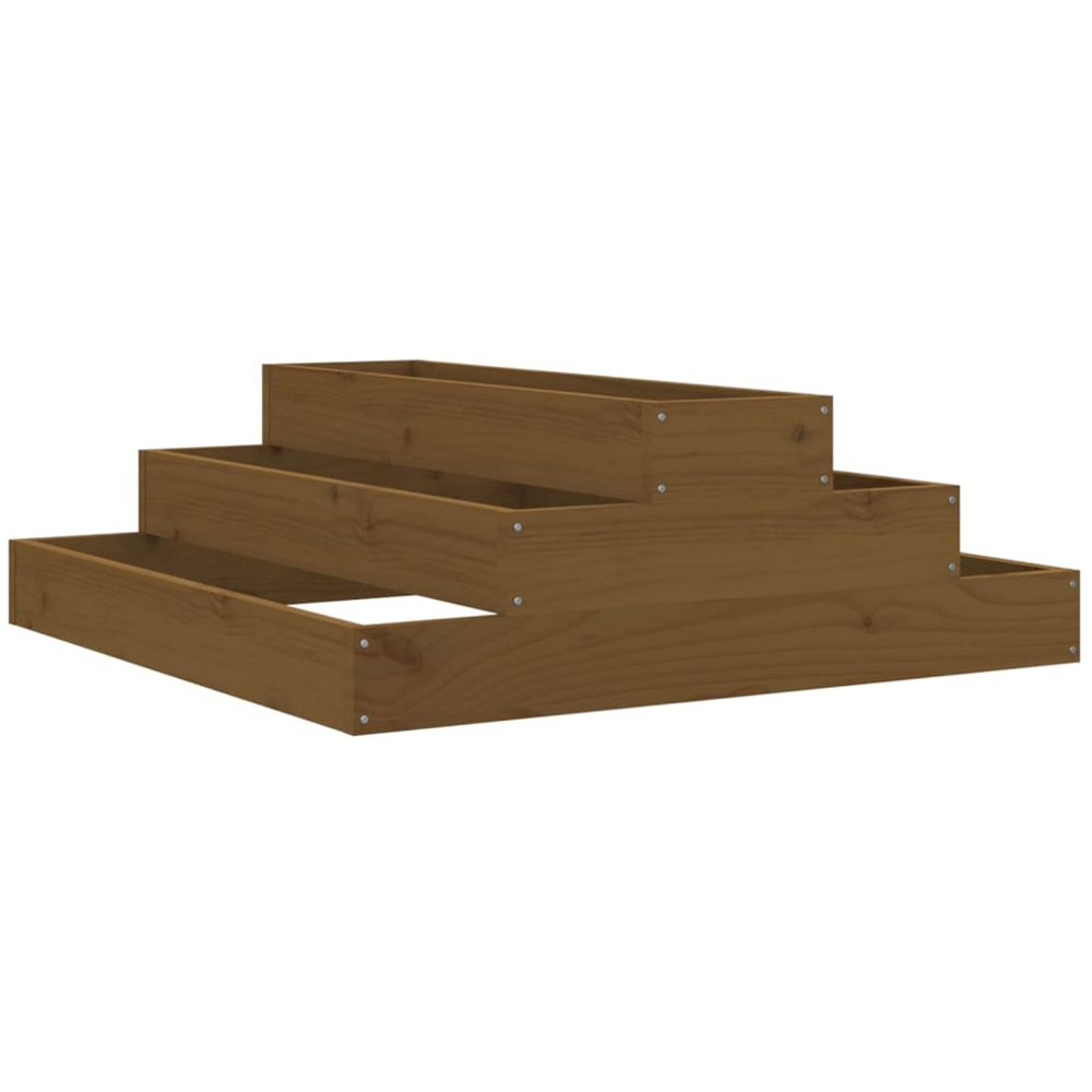 vidaXL 3 Tier Brown Pine Wood Raised Garden Bed 27 x 80 x 80cm Image 1