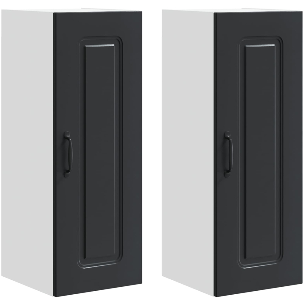 vidaXL Kalmar Single Door Black Wall Kitchen Cabinet 2 Pack Image 8