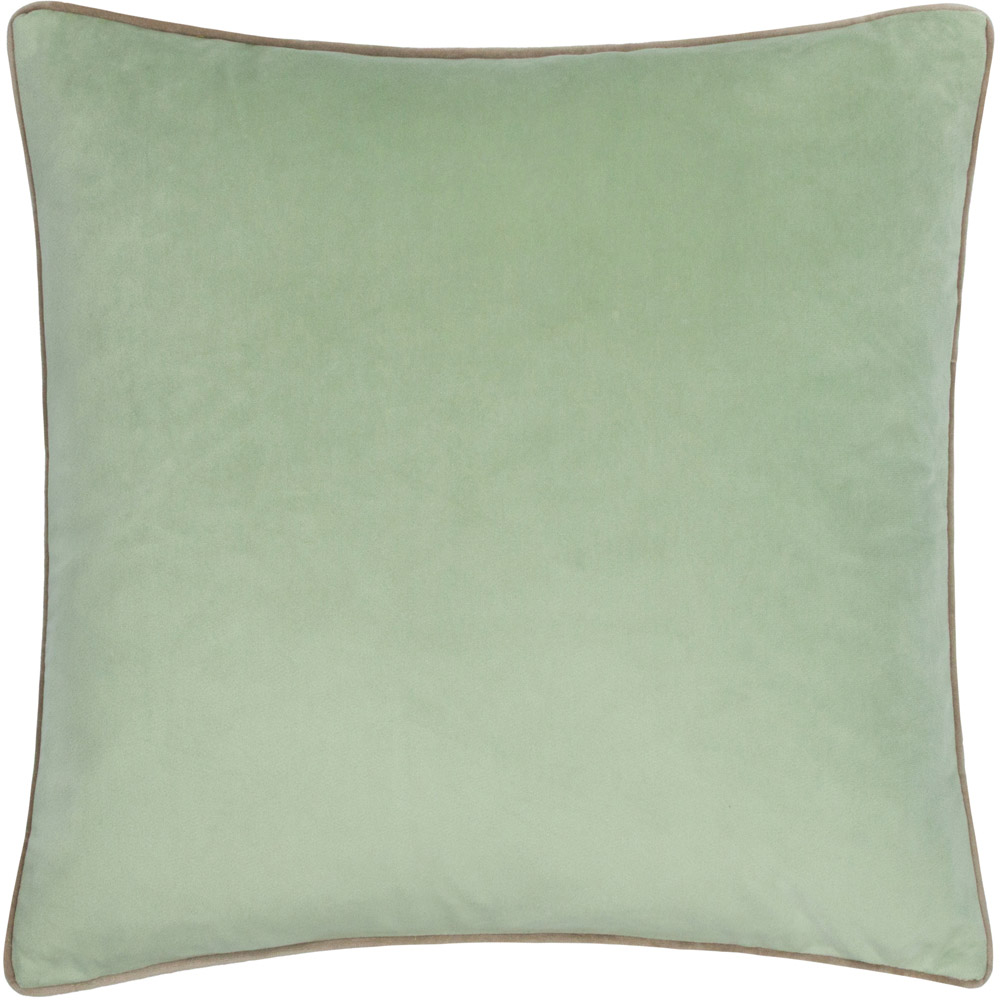 Furn Meridian Eucalyptus and Natural Velvet Cushion 55 x 55cm Image 1