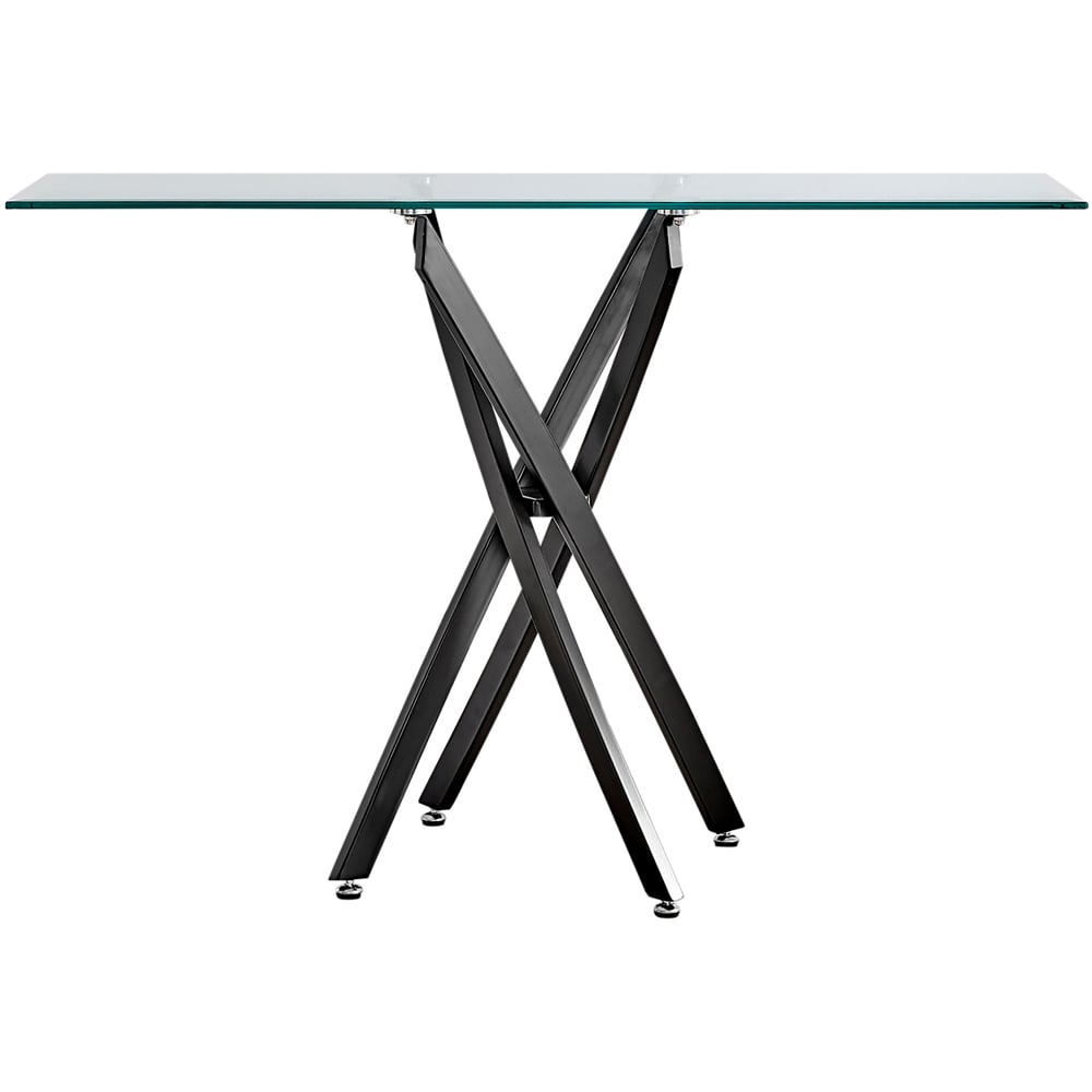 Furniturebox Tavolo Matte Black and Clear Tempered Glass Console Table Image 2