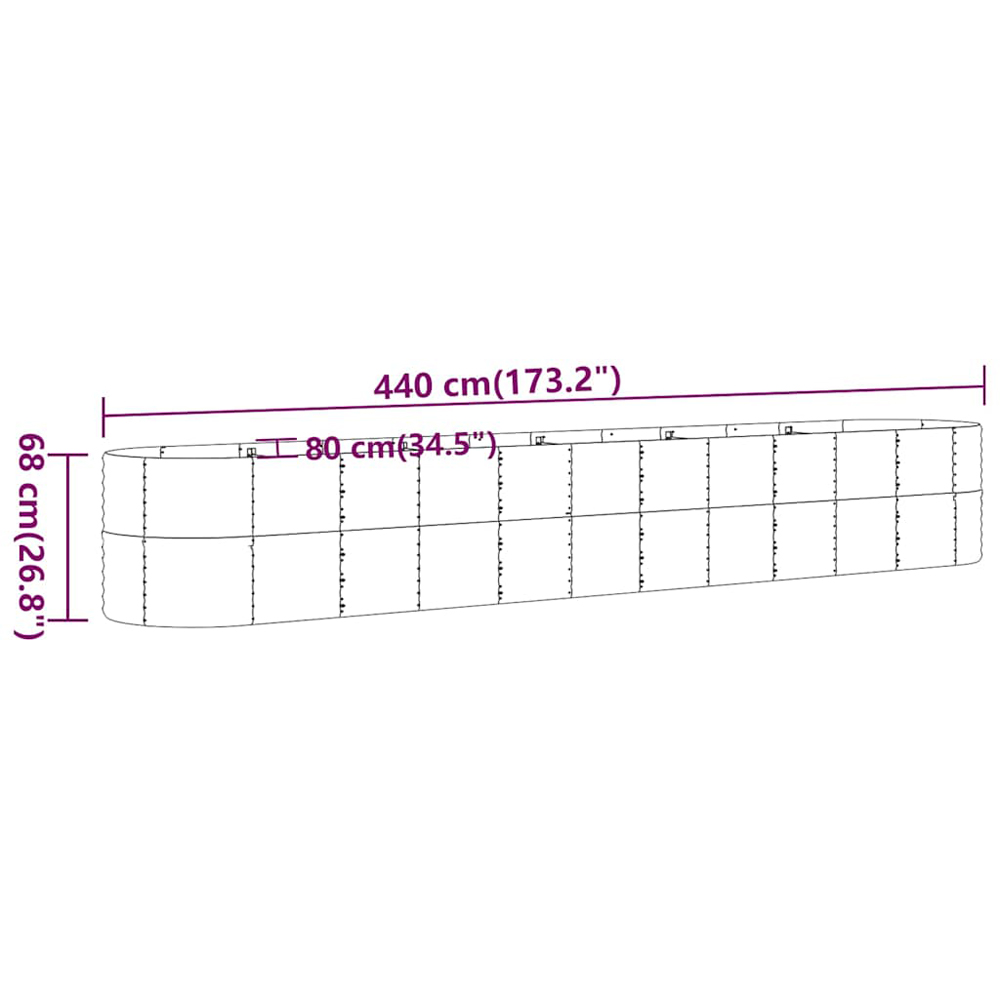 vidaXL Green Galvanised Steel Raised Garden Bed 68 x 80 x 440cm Image 6