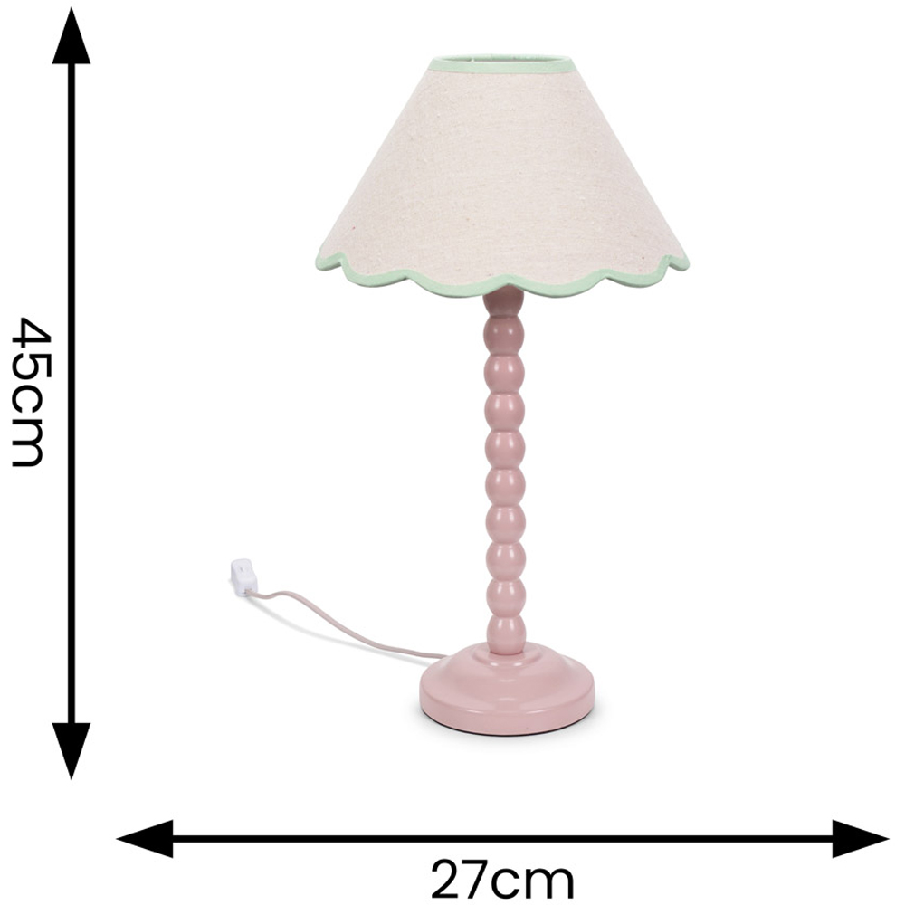 ValueLights Bobbins Green Scallop Shade Rose Pink LED Floor Lamp Image 5