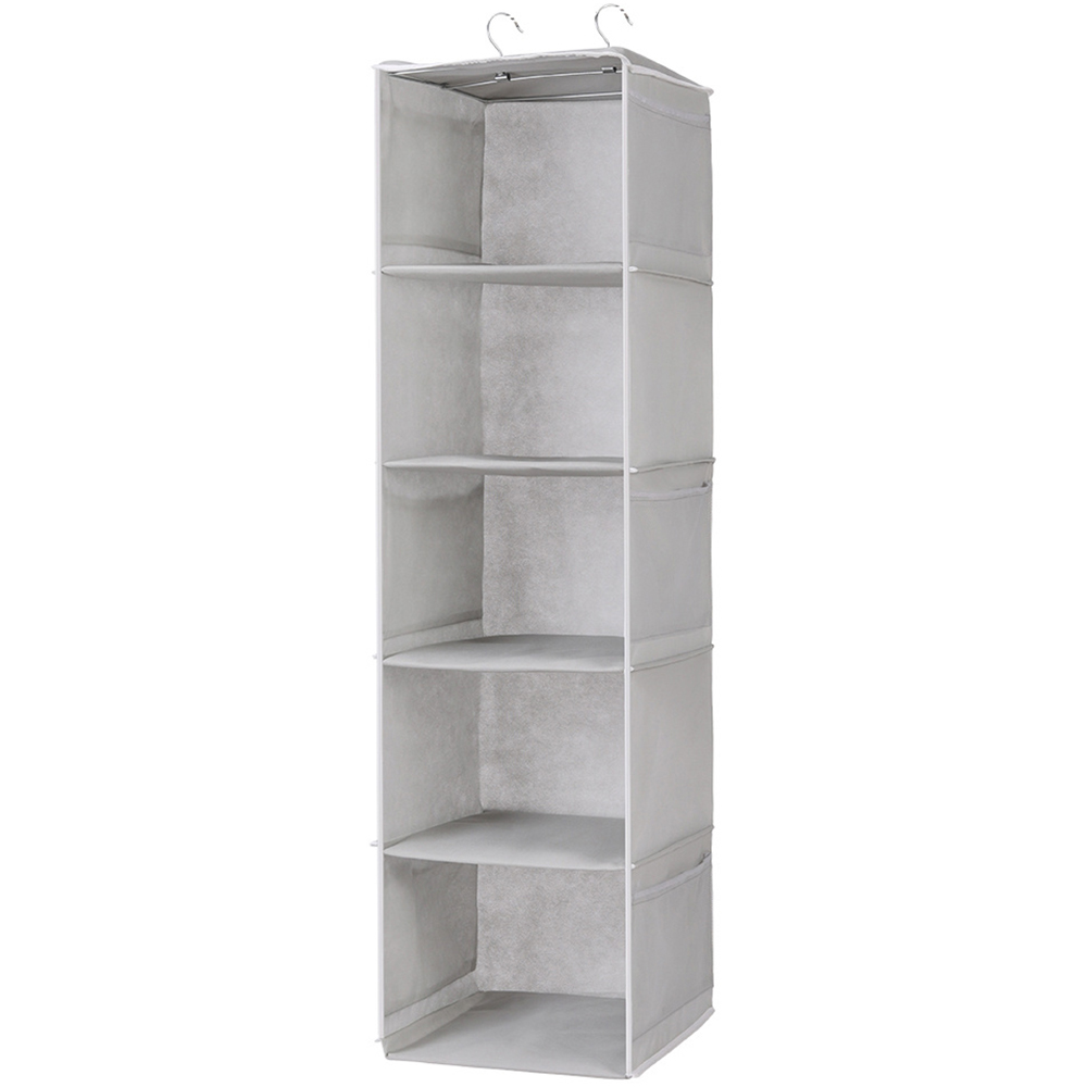 H&O Direct 5 Tier Grey Hanging Closet Organiser Image 1