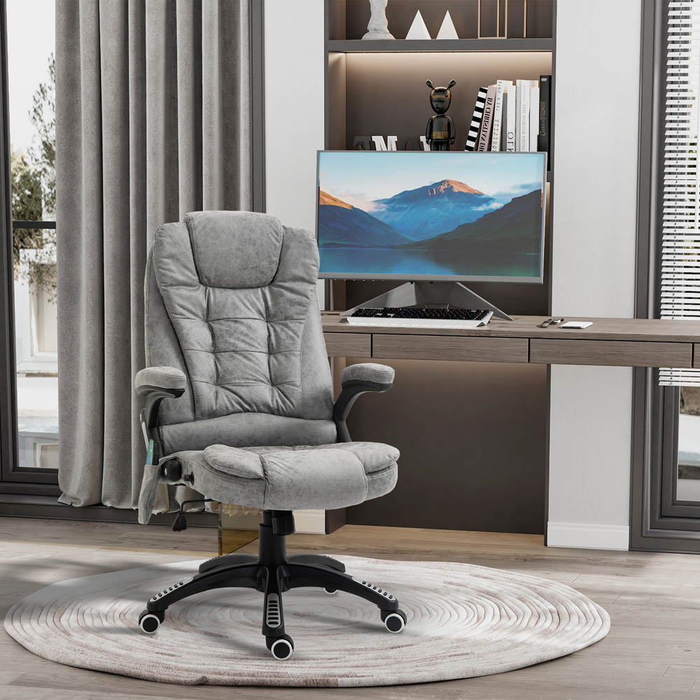 Portland Grey Microfibre Swivel Massage Recliner Office Chair Image 7