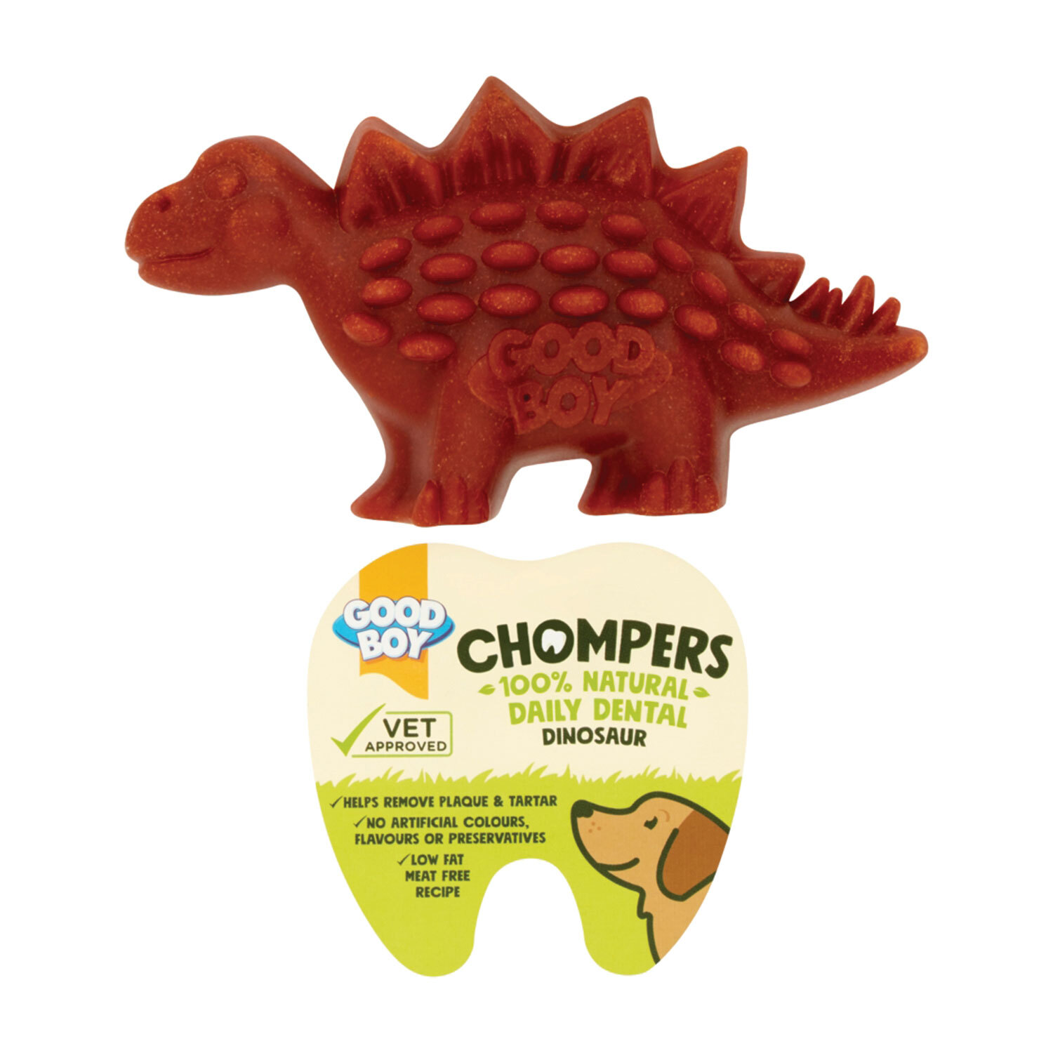 Single Clever Paws 60g Chompers Dental Dino Dog Treat in Assorted styles Image 1