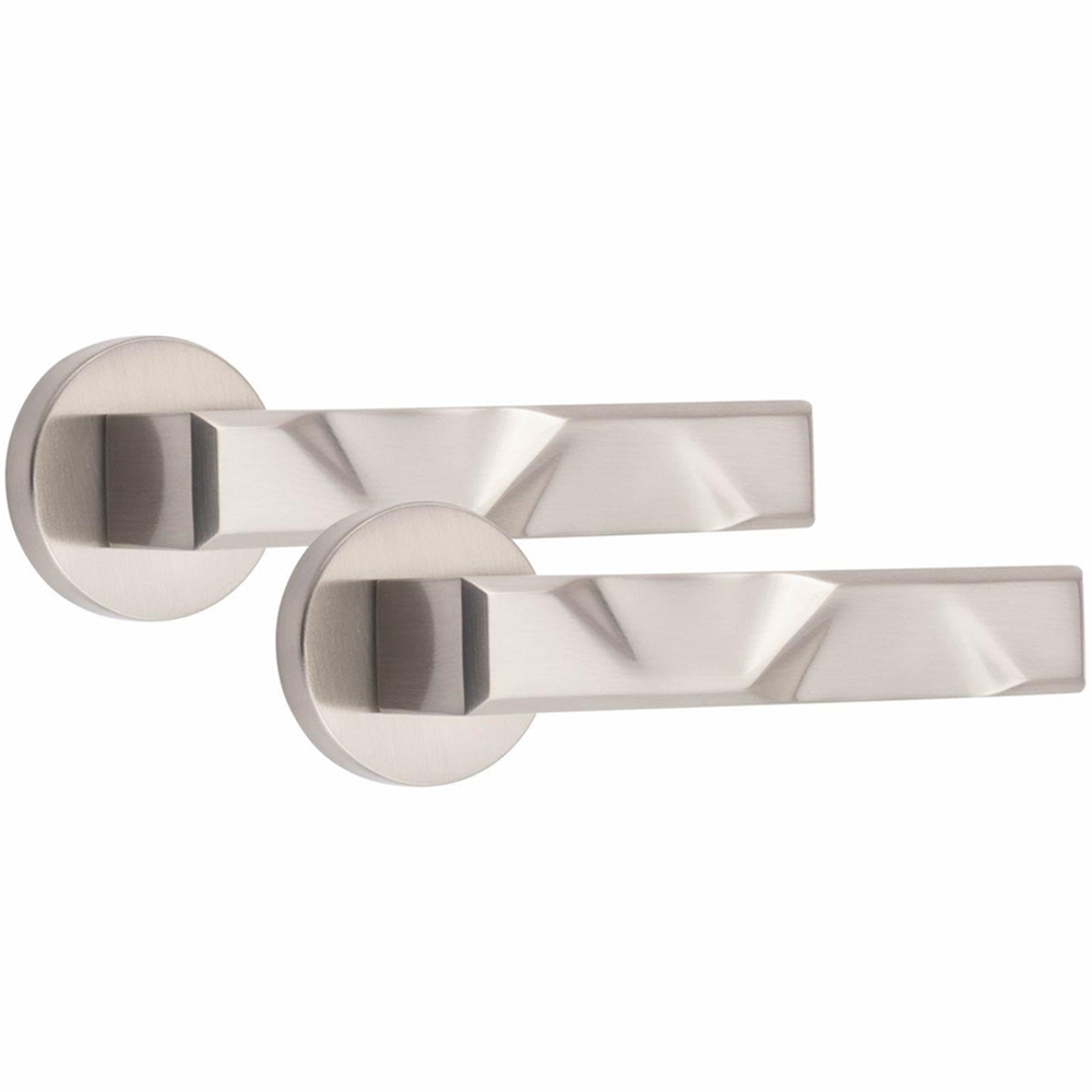 Golden Grace Satin Nickel Modern Nova Premium Door Handle Set 4 Set Image 2