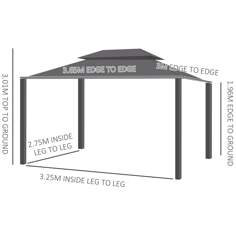 Outsunny 3.65 x 3m 2 Tier Brown Roof Gazebo Image 6