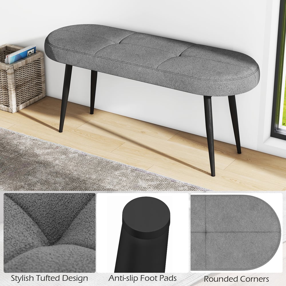 Costway Grey Padded Ottoman Bench Image 7
