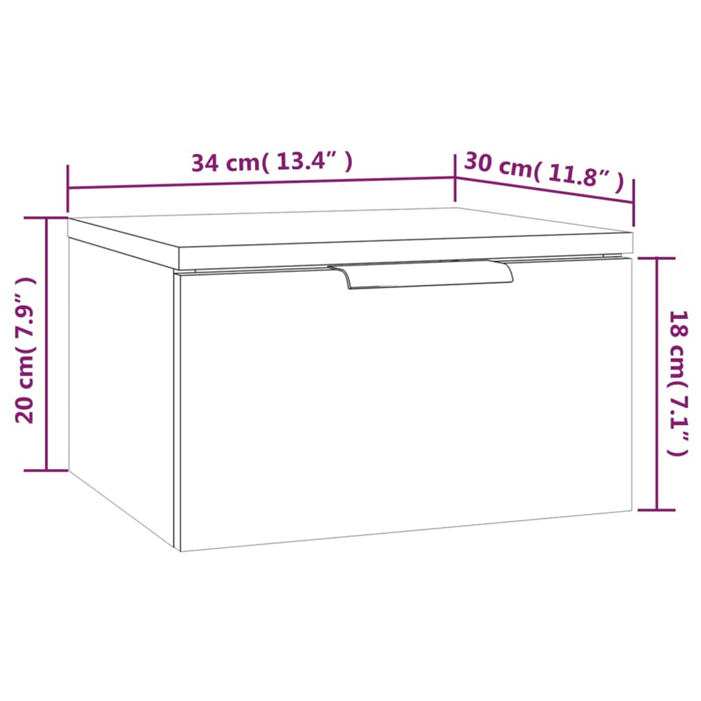 vidaXL Single Drawer Sonoma Oak Wall Mounted Bedside Cabinet Image 9