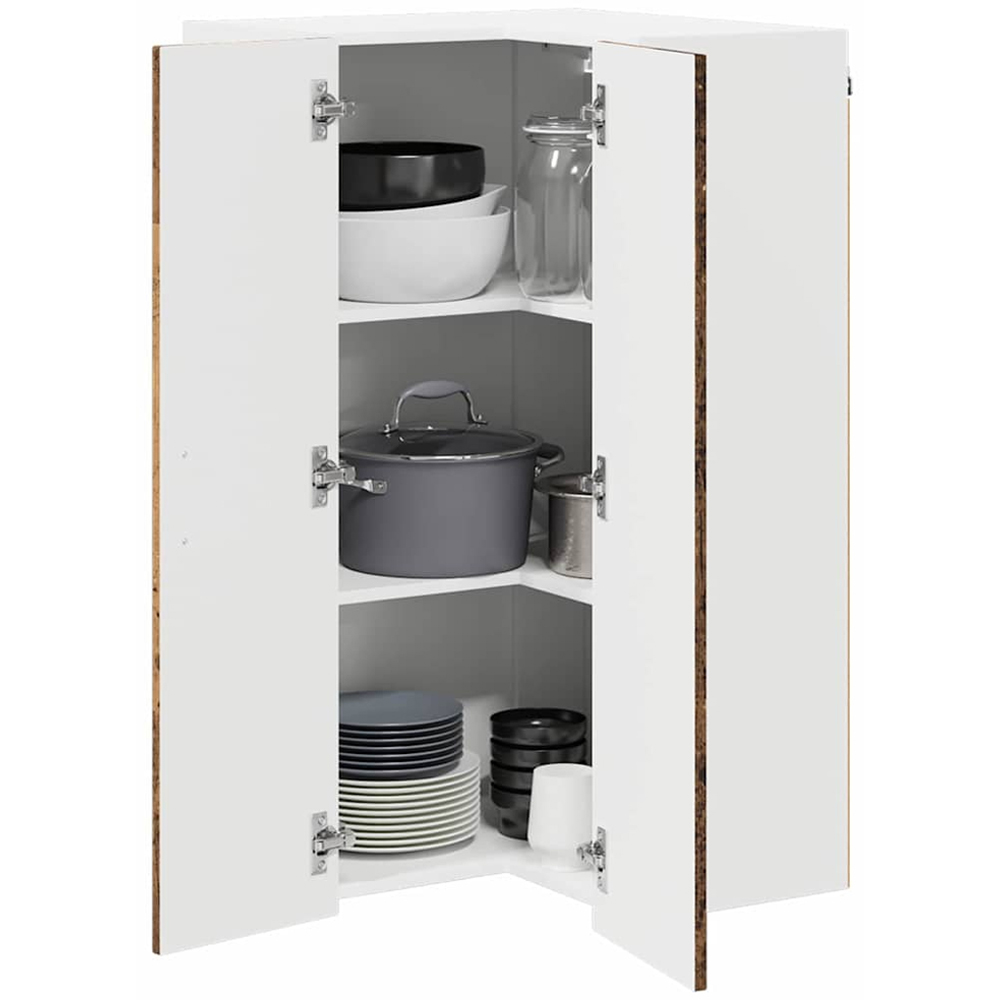 vidaXL 2 Door Old Wood Kitchen Wall Corner Cabinet Image 3