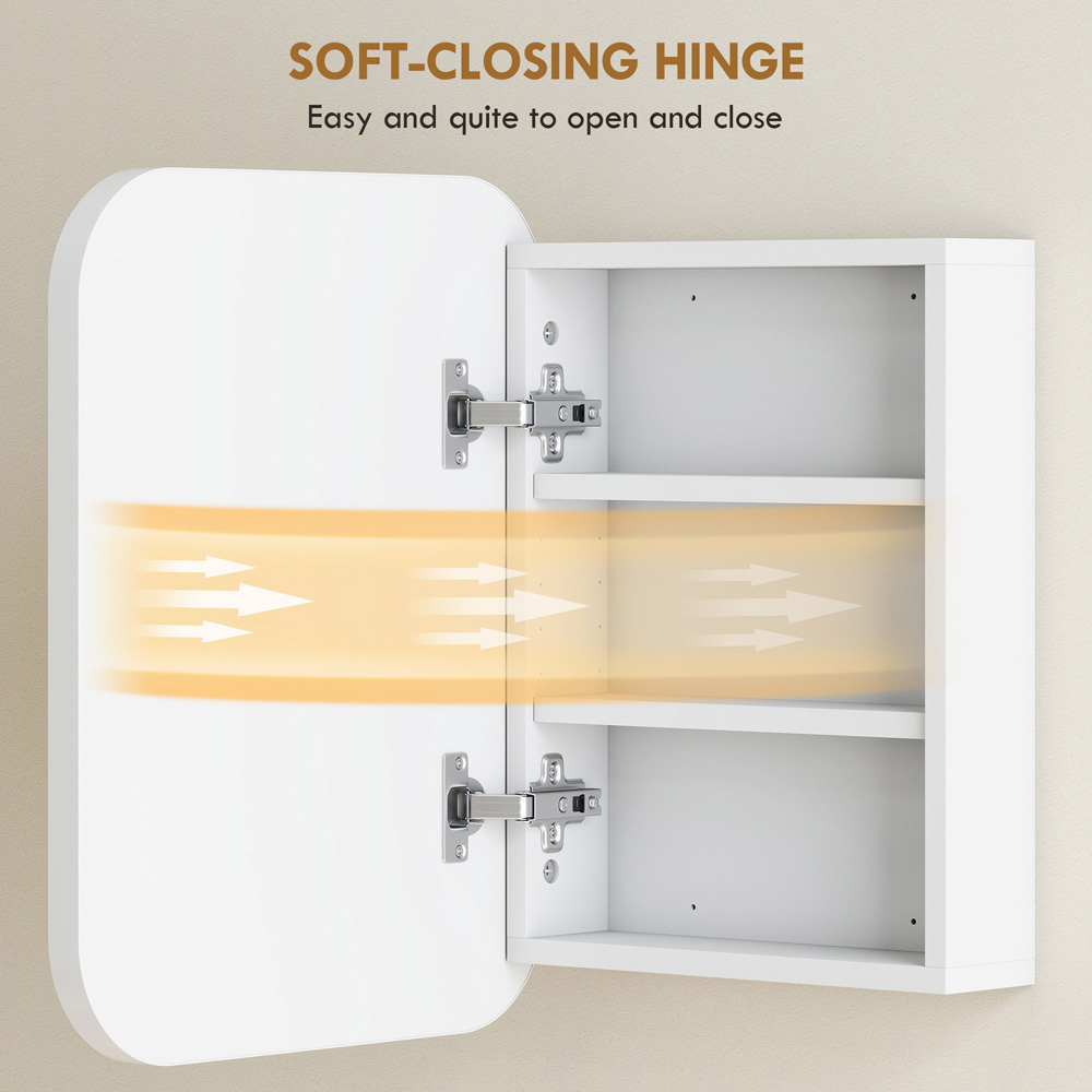 Portland White Wall Mounted Adjustable Bathroom Cabinet with Mirror Image 7