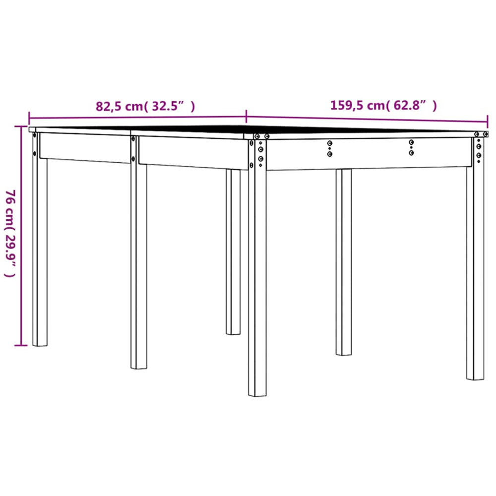 vidaXL 6 Seater Solid Pine Wood Garden Dining Table White Image 7