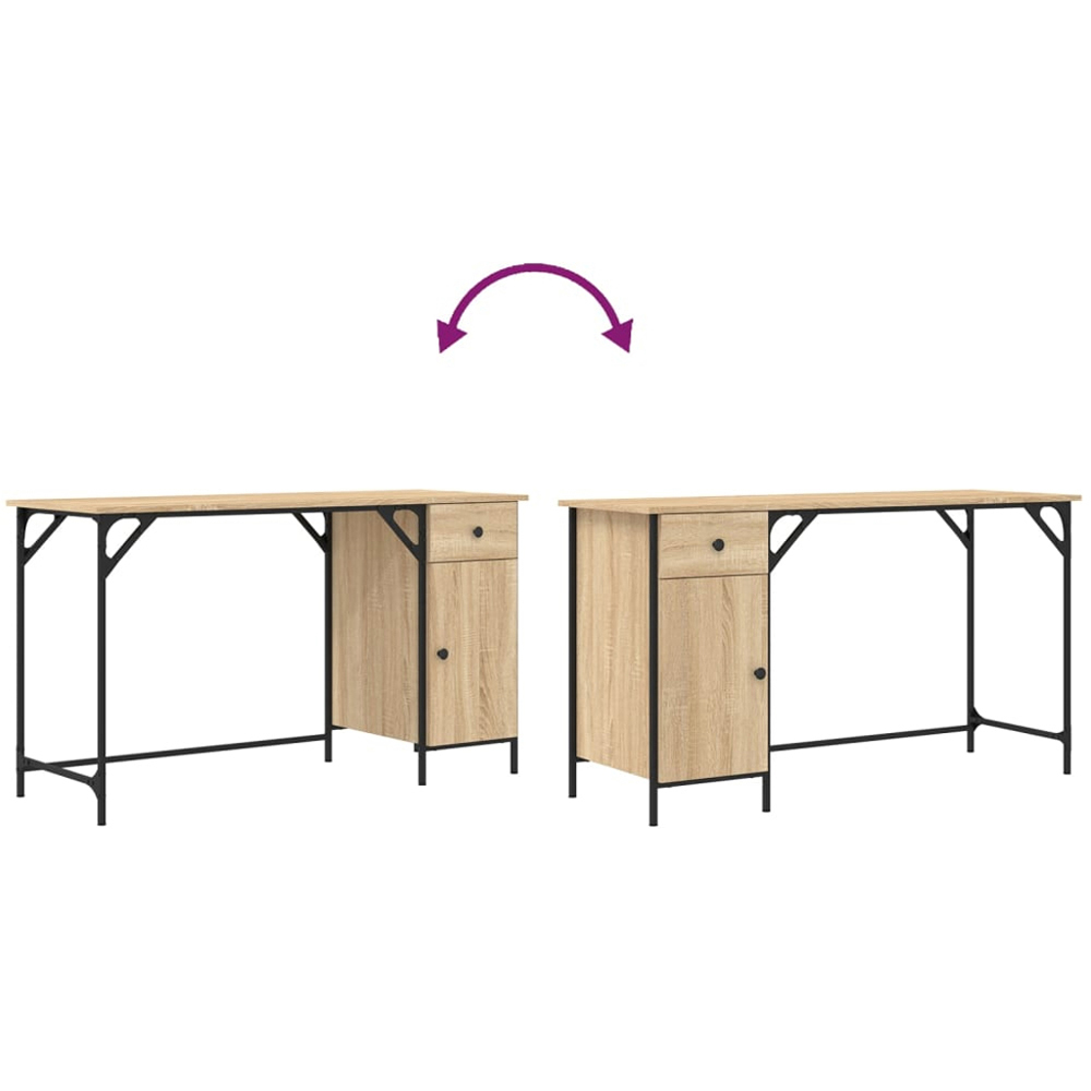 vidaXL Single Door Single Drawer Computer Desk Sonoma Oak Image 8