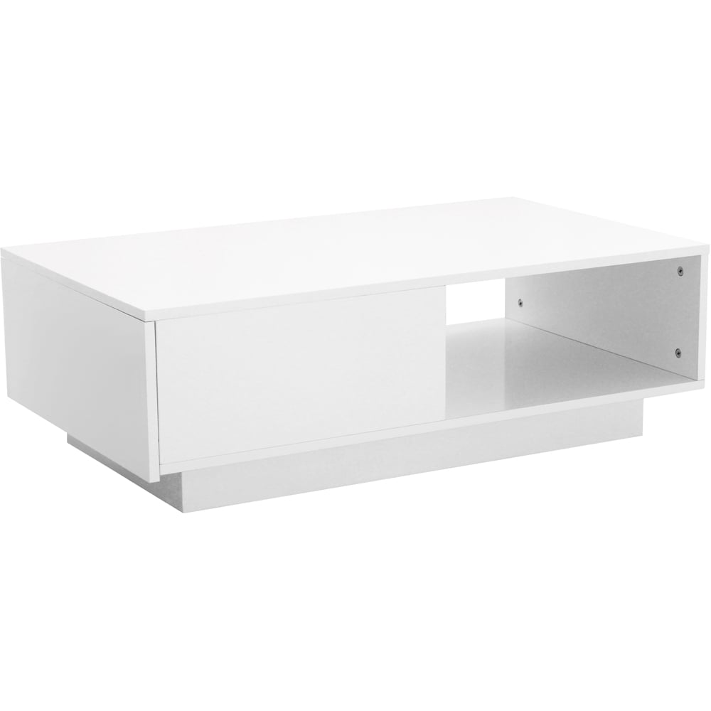 Comfy Living Single Shelf Single Drawer White High Gloss Contemporary LED Coffee Table Image 4