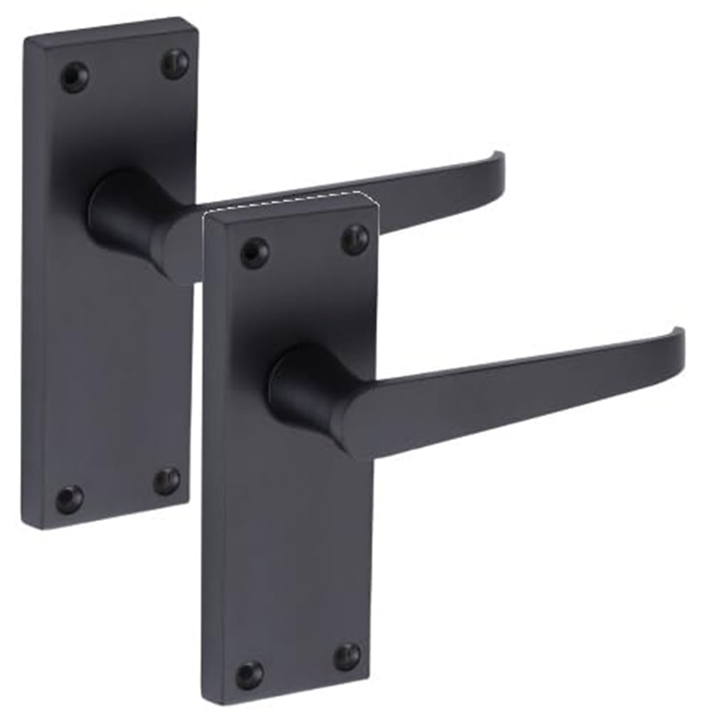 Golden Grace Matt Black Victorian Straight Latch Door Handle Pair 120 x 40mm Image 2