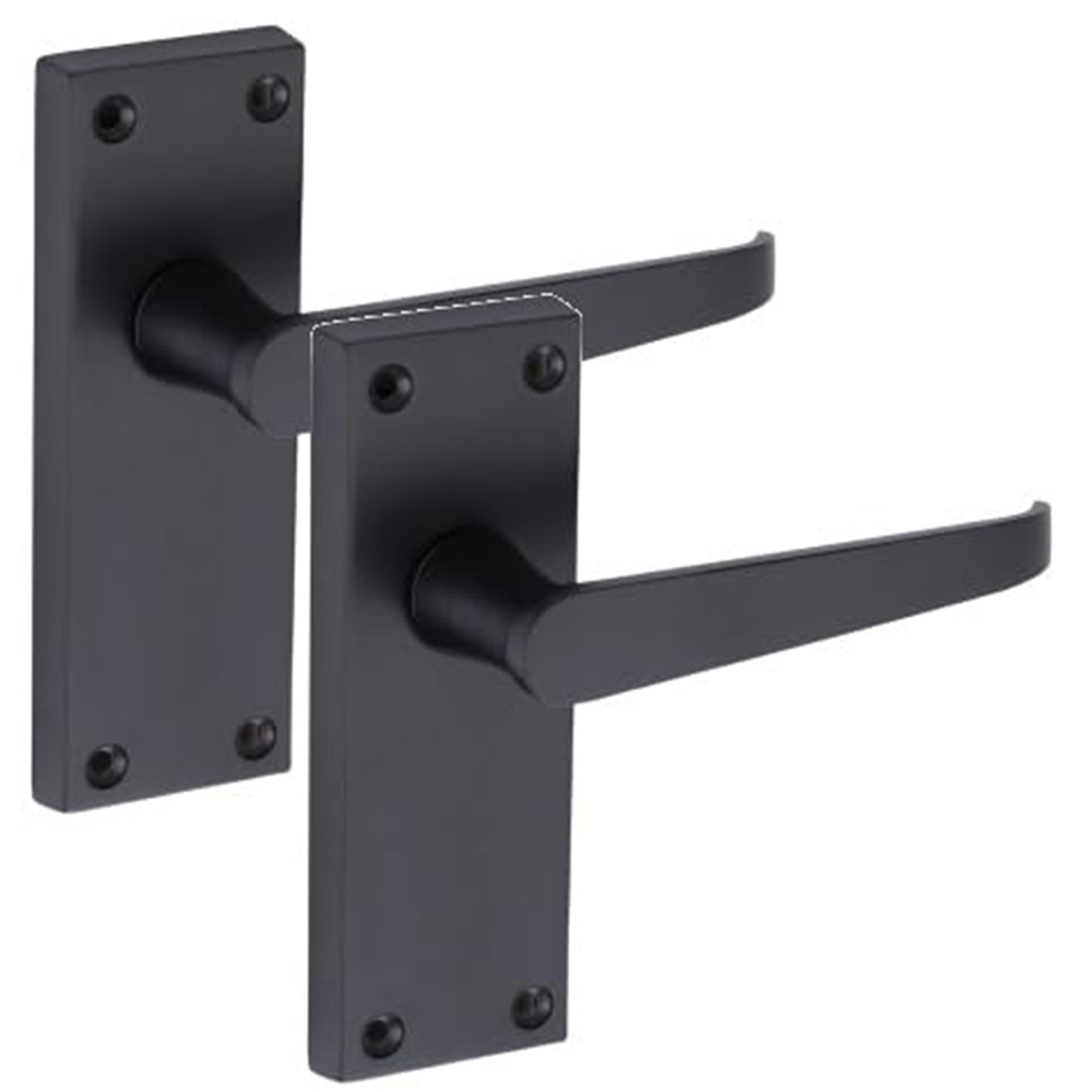 Golden Grace Matt Black Victorian Straight Latch Door Handle Pair 120 x 40mm 4 Pack Image 3