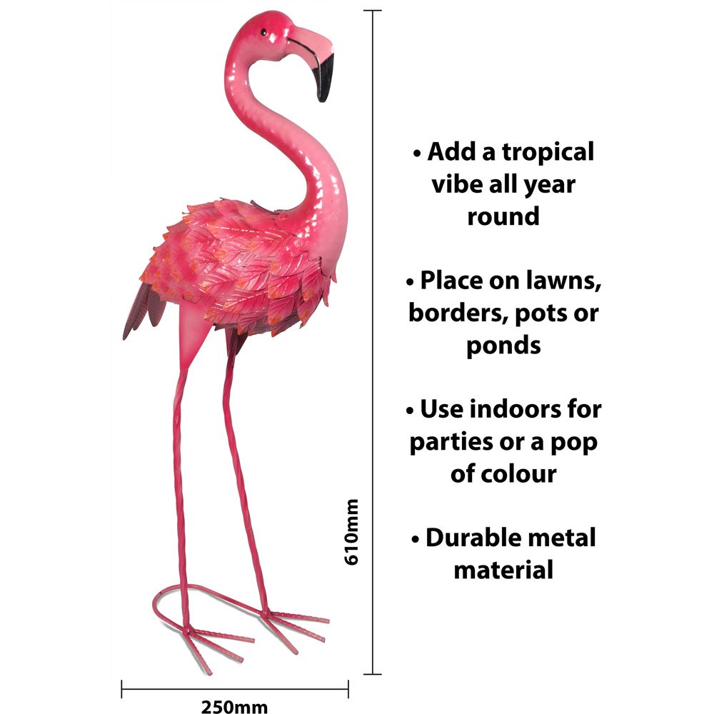 St Helens Pink Metal Flamingo Garden Ornament Image 4