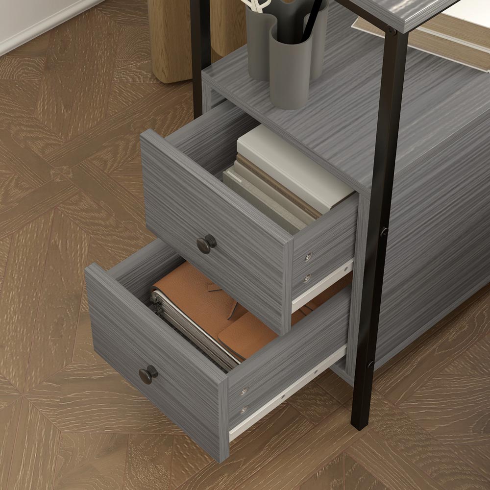 HOMCOM 2 Drawer Grey Narrow End Table Image 4