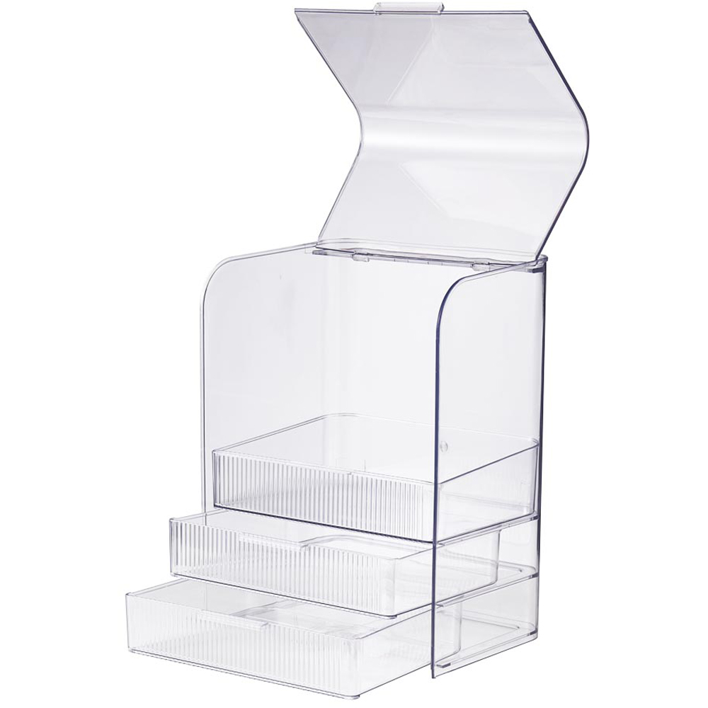 Living and Home 3 Tier Transparent Plastic Desktop Cosmetics Organiser Image 3