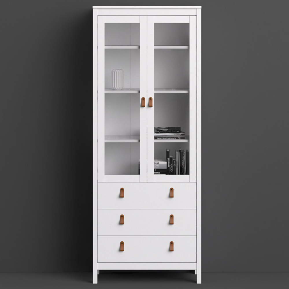 Florence Barcelona 2 Door 3 Drawer White Display Cabinet Image 1