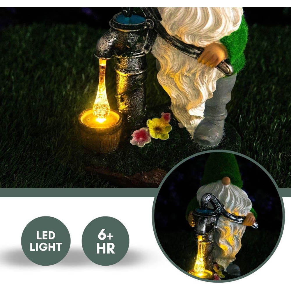 Marco Paul Light Up Solar Gnome with Water Pump Garden Ornament Image 5