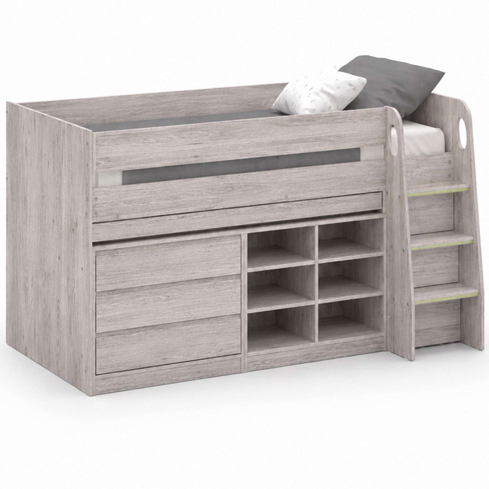 Julian Bowen Vespa Grey Oak Effect Mid Sleeper Bed with Desk Image 2