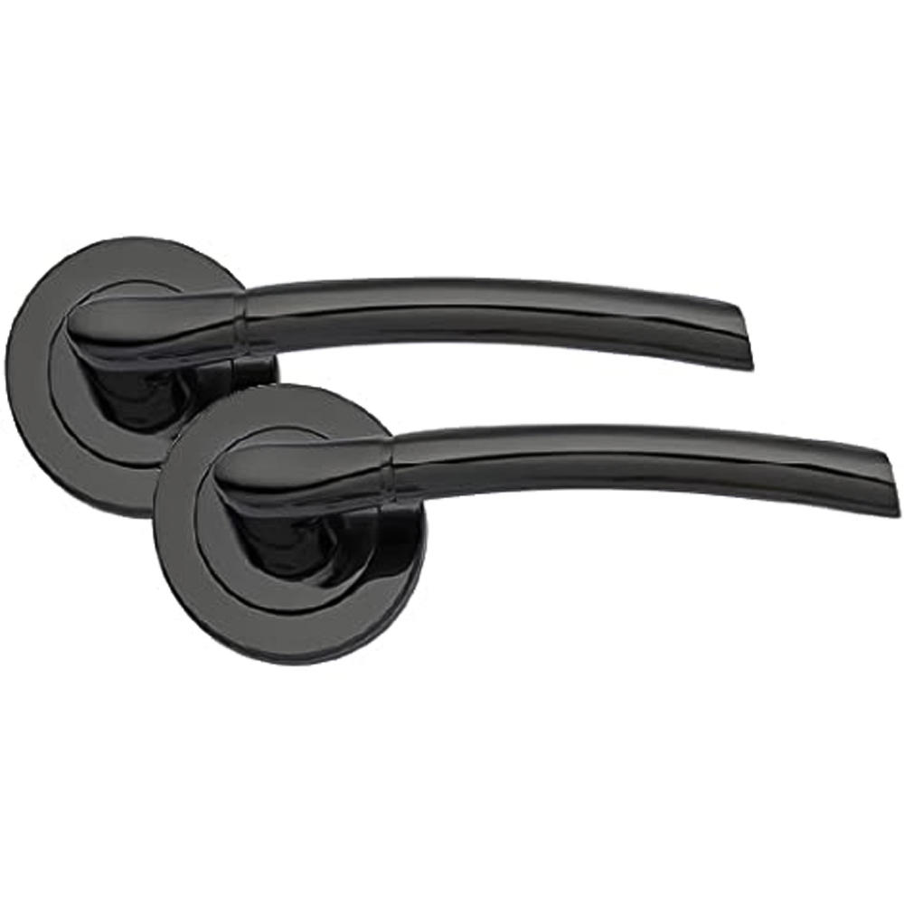 Golden Grace Polished Black Nickel Indiana Modern Door Handle Set Image 1
