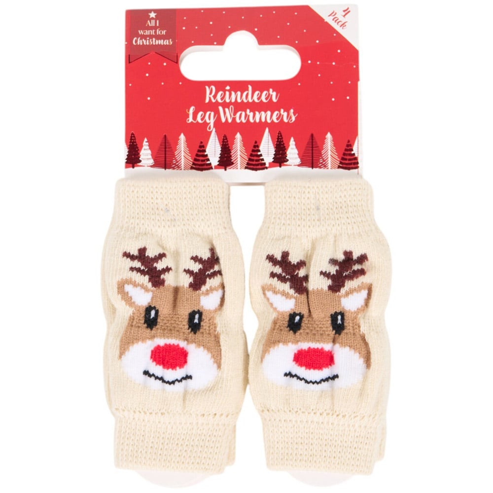 Pack of 4 Reindeer Dog Leg WarmersBeige Image 1