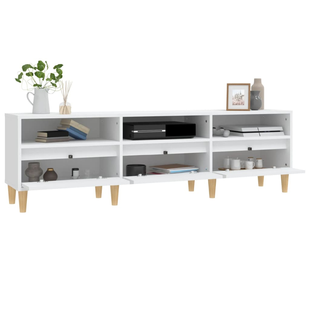 vidaXL 3 Door 3 Shelf White TV Cabinet Image 3