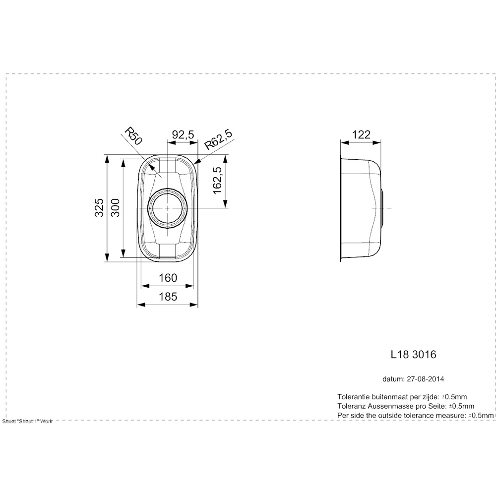 Reginox L18 3016 OKG Silver Half Bowl Sink 325 x 185mm Image 3