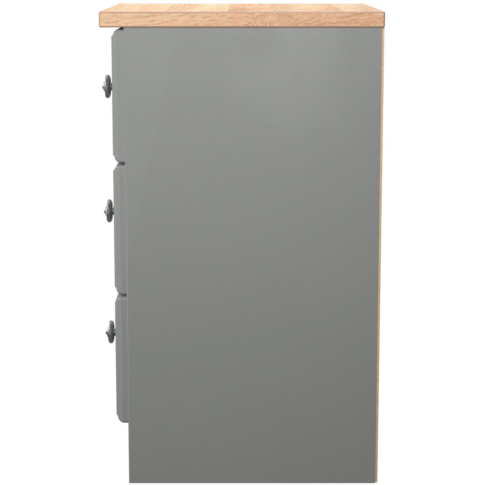 Crowndale Norfolk 3 Drawer Dusk Grey and Bardolino Oak Bedside Cabinet Ready Assembled Image 3