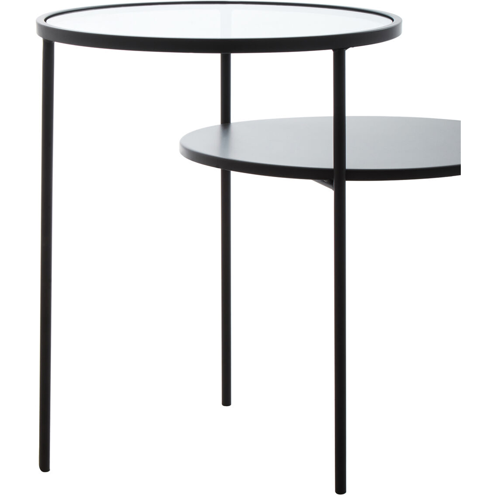 Premier Housewares Layered Metal Round Side Table with Glass Tabletop Image 2
