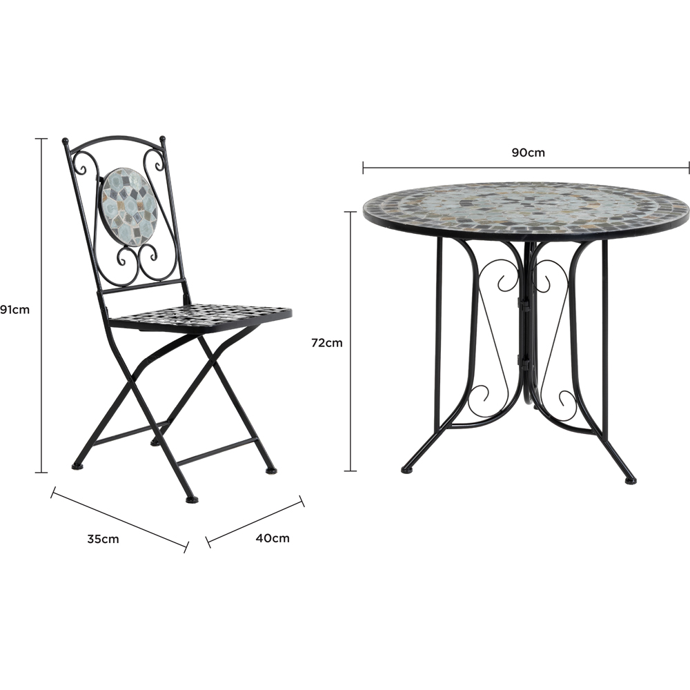 Charles Bentley 4 Seater Dining Set Blue Mosaic Image 9