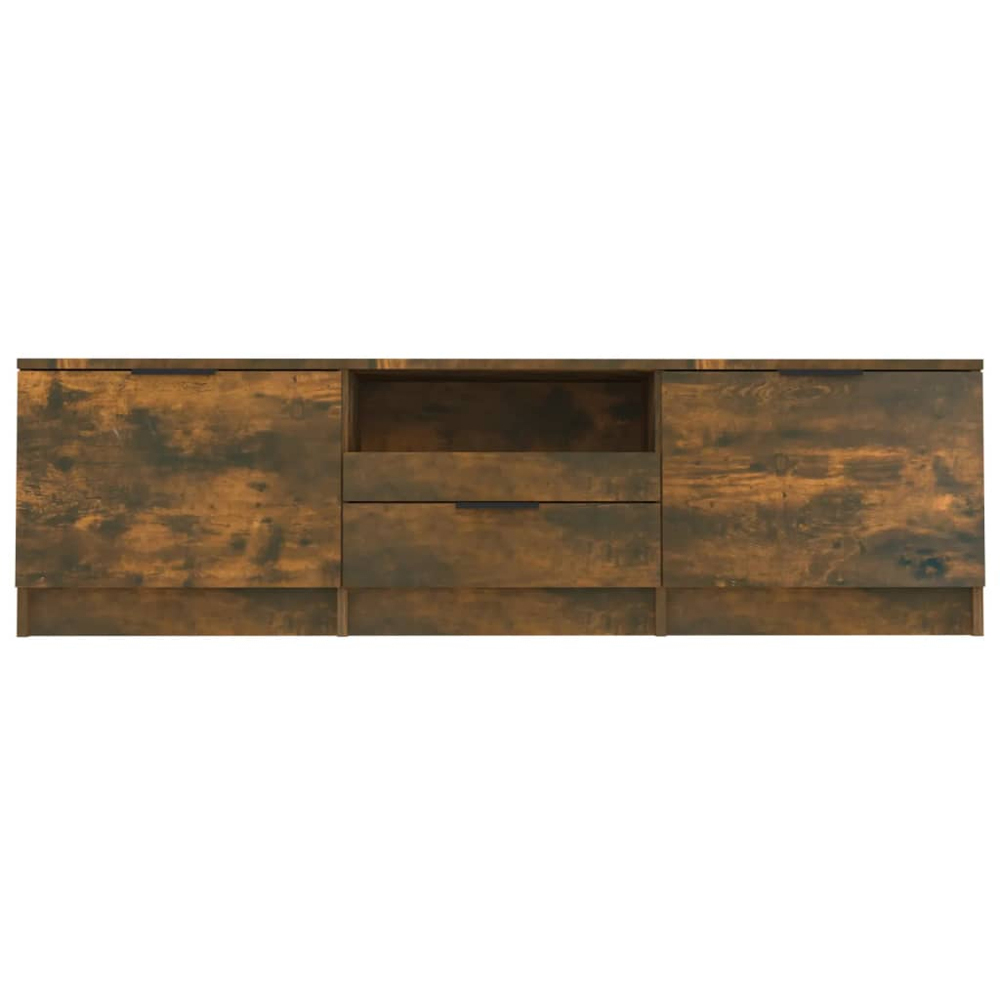 vidaXL 2 Door Single Drawer Single Shelf Smoked Oak TV Cabinet Image 4
