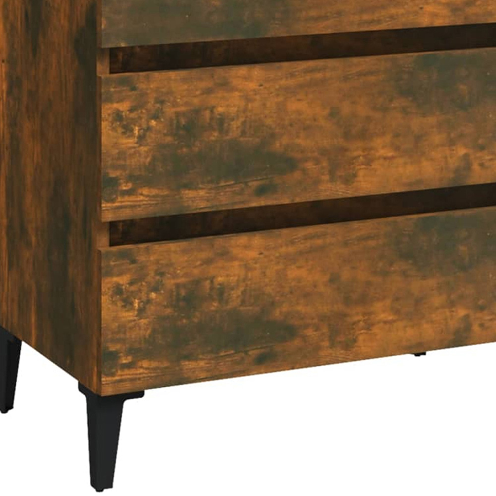 vidaXL 3 Drawer Smoked Oak Sideboard Image 7