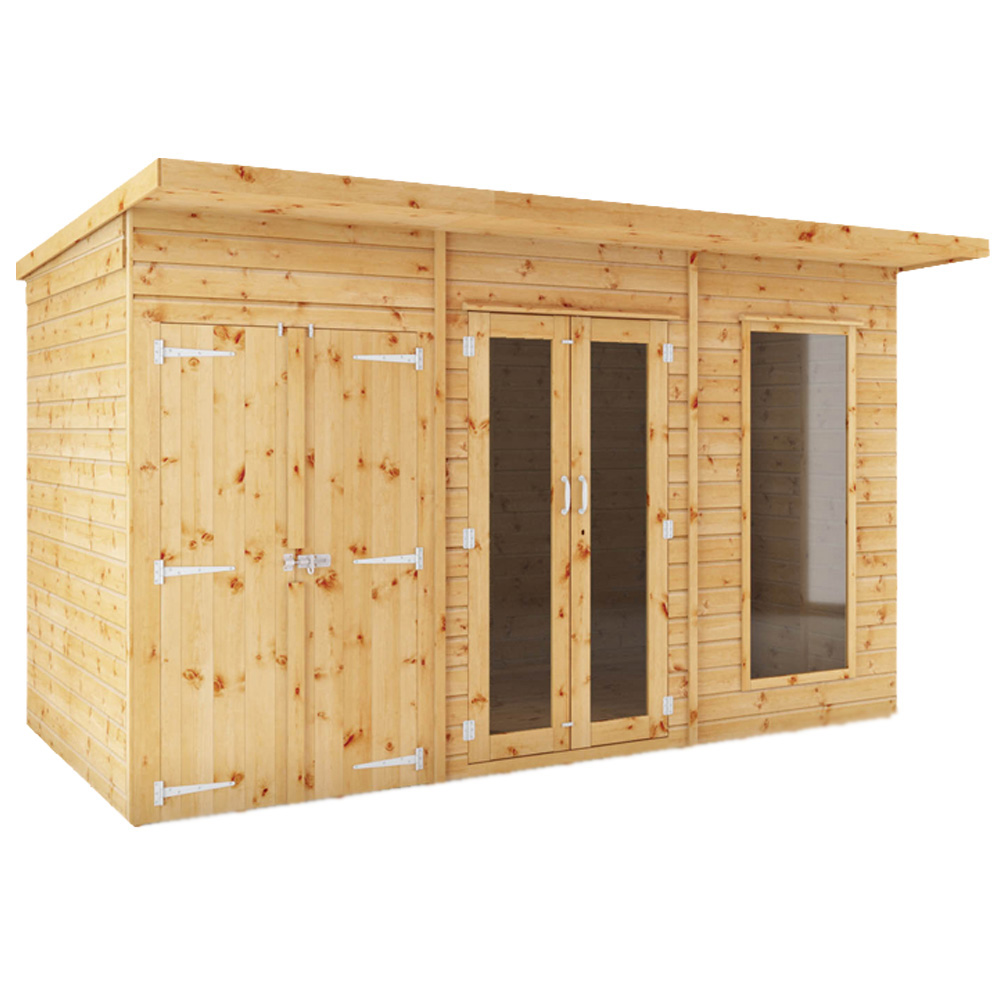 Mercia Maine 12 x 6ft Double Door Shiplap Traditional Summerhouse with Side Shed Image 1