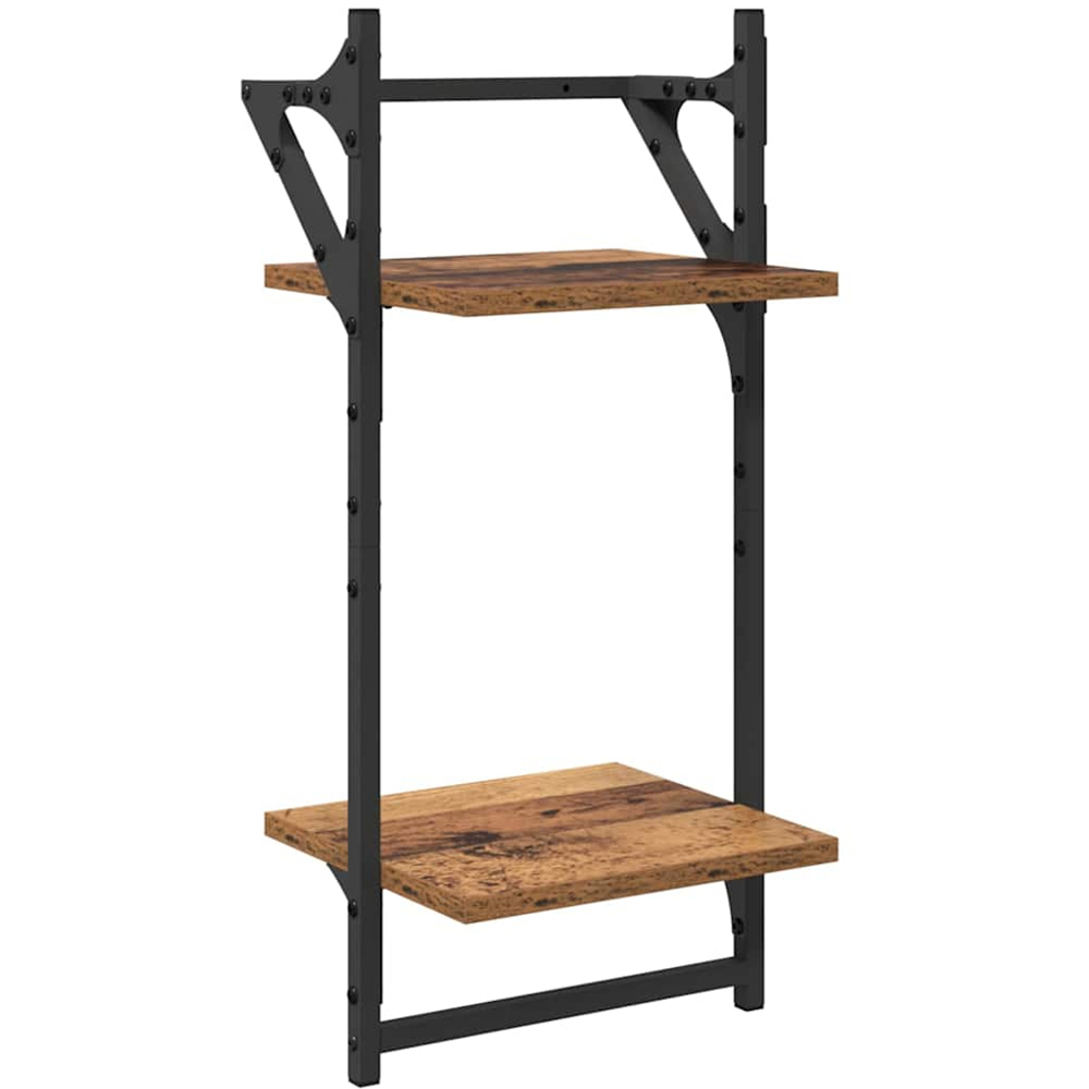 vidaXL 9 Shelf Old Wood Wall Shelf Set of 6 Image 7