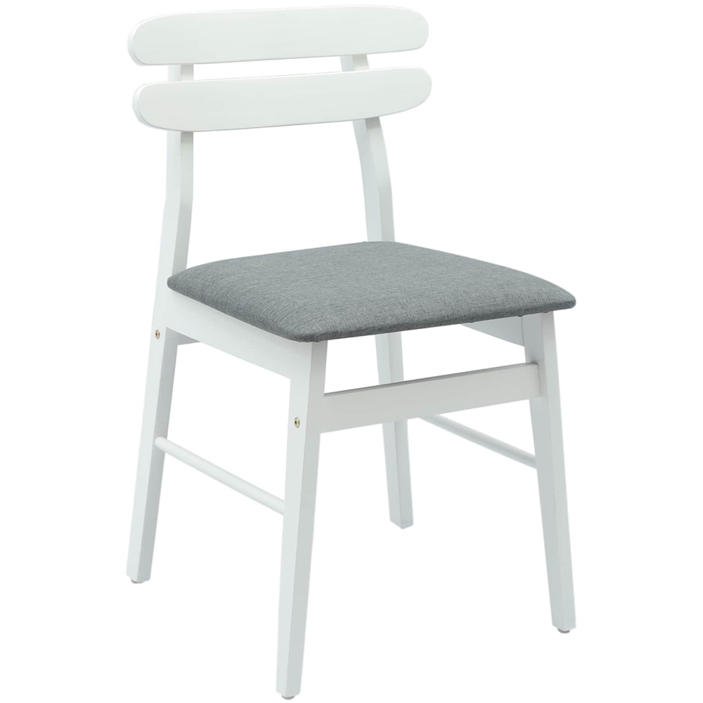 vidaXL Set of 2 White and Grey Rubberwood Rectilinear Vintage Dining Chairs Image 2
