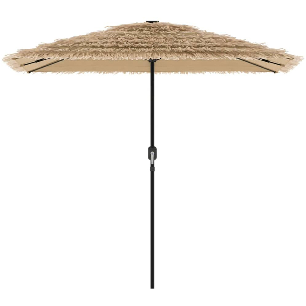 vidaXL Brown Straw Top Garden Parasol with Steel Pole 2.4m Image 3