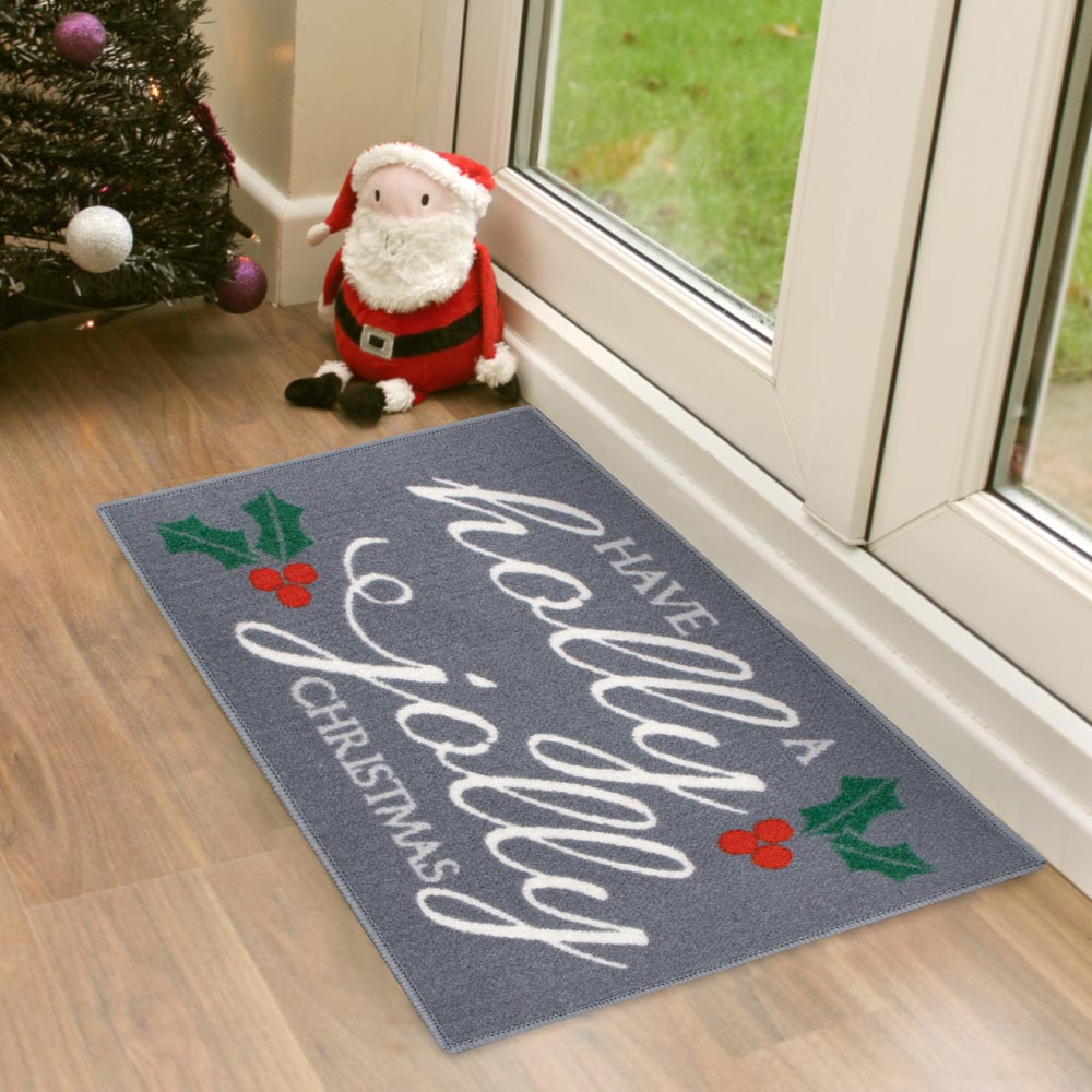 JVL Festive Christmas Holly Molly Machine Washable Indoor Doormat 40 x 57cm Image 2